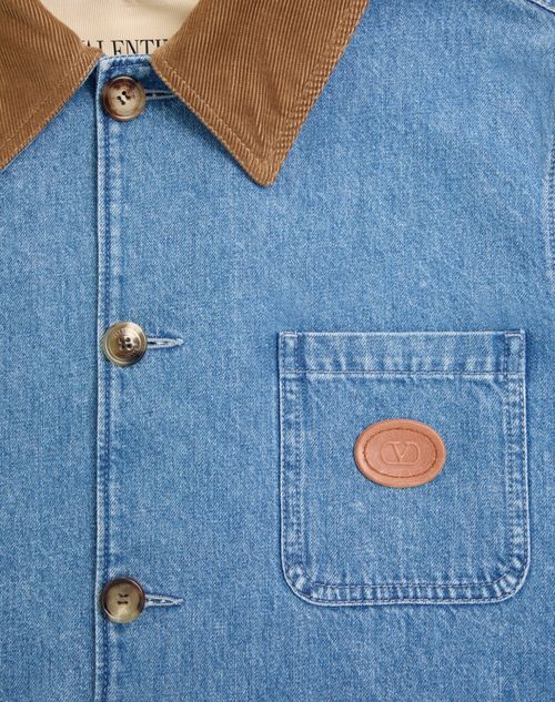 Valentino - Giacca Camicia Valentino In Denim Con Patch Vlogo - Denim - Uomo - Denim