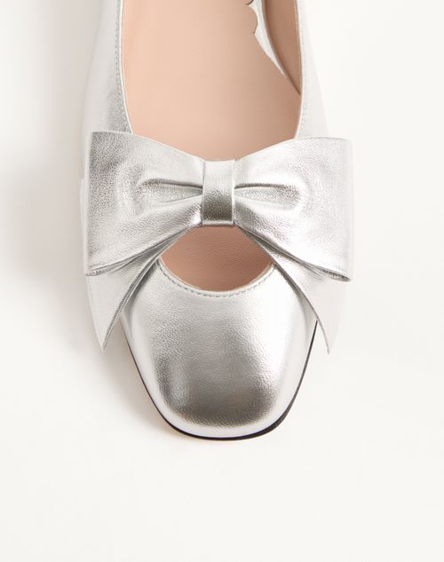 Valentino Garavani - Bowow Ballerina In Laminated Nappa - Silver - Woman - Ballerinas