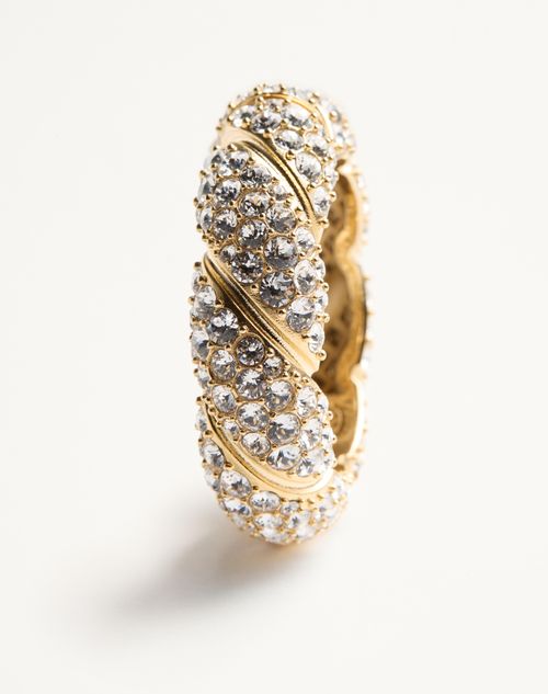 Valentino Garavani - Pas Plus Mono Earring In Metal, Enamel And Swarovski® Crystals - Gold/crystal - Woman - Jewellery