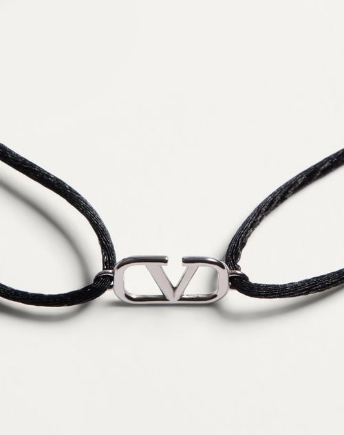 Valentino Garavani - Vlogo Signature Cotton Bracelet - Black - Man - Jewelry