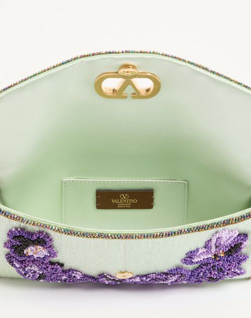 Valentino Garavani - Borsa Piccola A Spalla Valentino Garavani Devain Ricamata - Menta/viola - Donna - Borse A Spalla