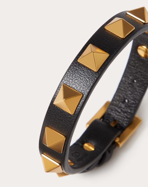 Valentino Garavani - Rockstud Bracelet In Leather And Metal - Black - Man - Jewellery