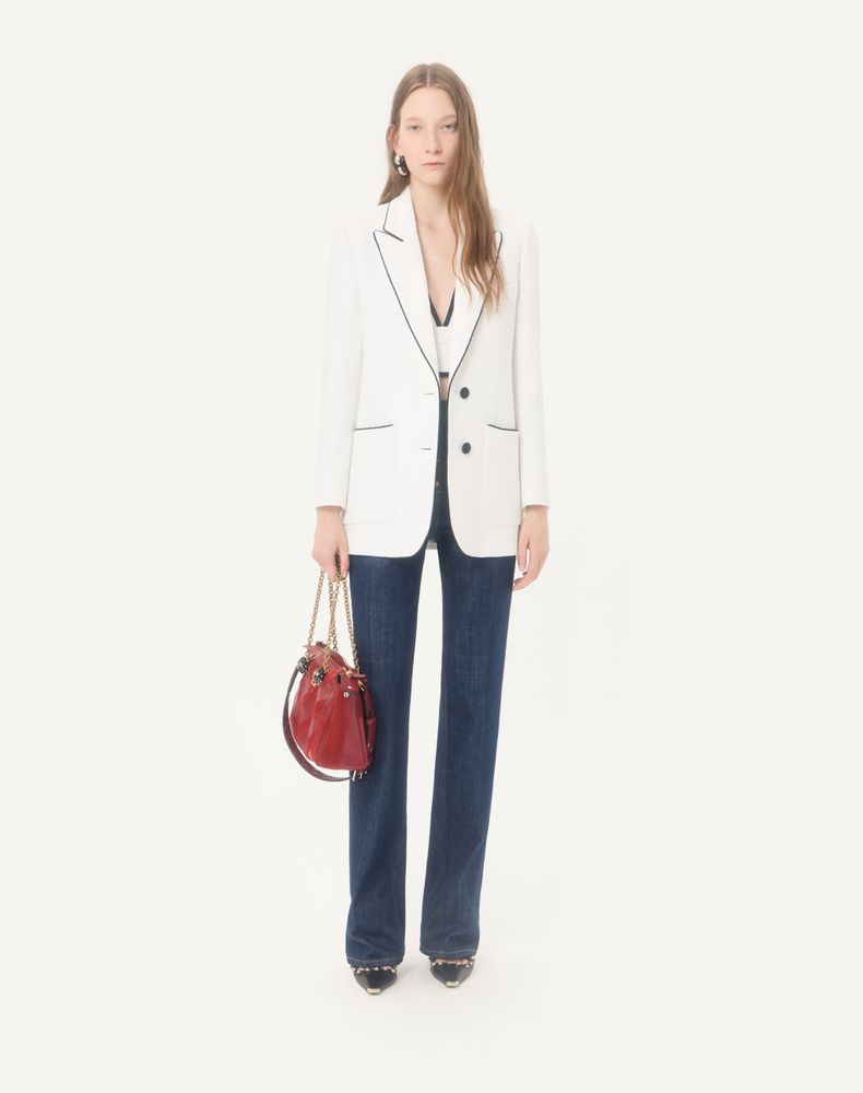 Valentino Canestrello Cotton Tweed Jacket Woman Latte/Black 38