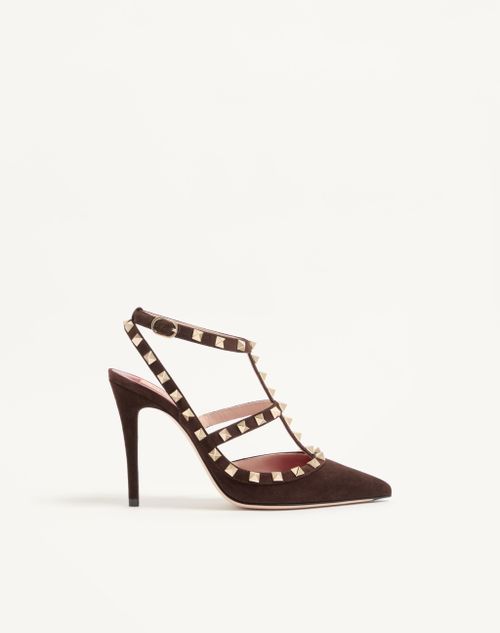 Valentino Garavani - Rockstud Suede Pumps 100mm - Ebony - Woman - Pumps