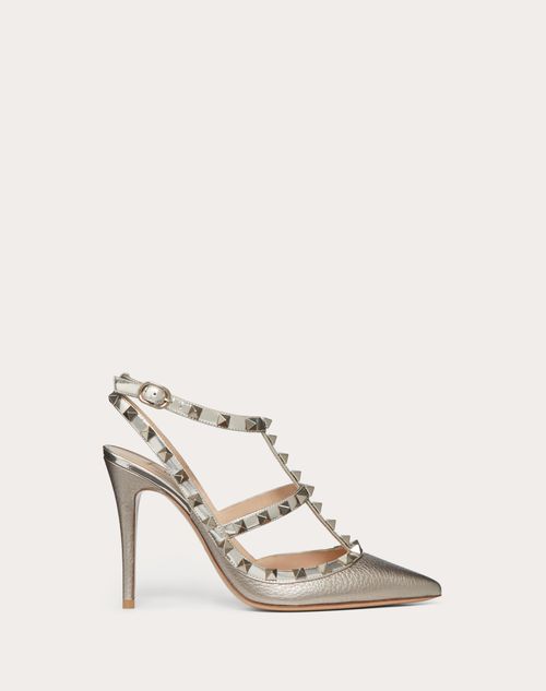 Rockstud Metallic Ankle Strap Pump 100 Mm for Woman in Skin Valentino SA