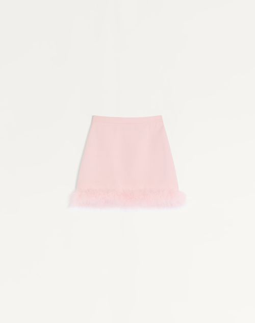 Valentino - Jupe Courte En Crepe Couture Avec Plumes - Rose - Femme - Jupes