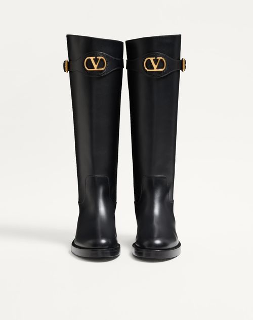 Valentino Garavani - Vlogo Signature Calfskin Boot 30mm - Black - Woman - Boots