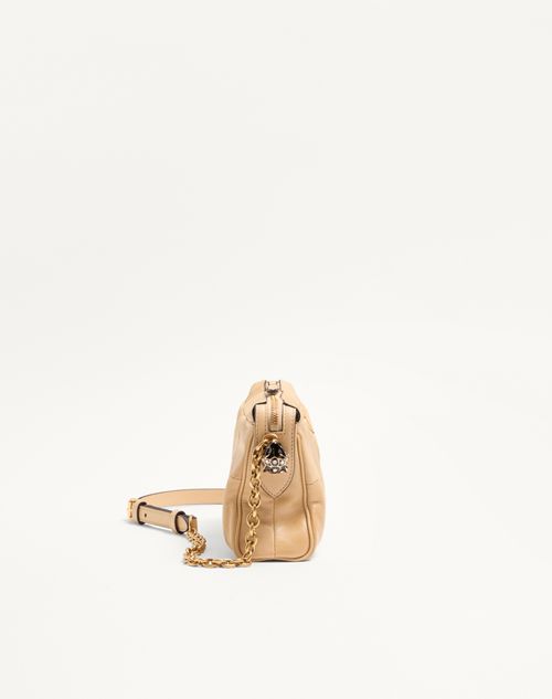 Valentino Garavani - Valentino Garavani Panthea Small Shoulder Bag In Nappa Leather With A Chevron Pattern - Gold Beige - Woman - Shoulder Bags