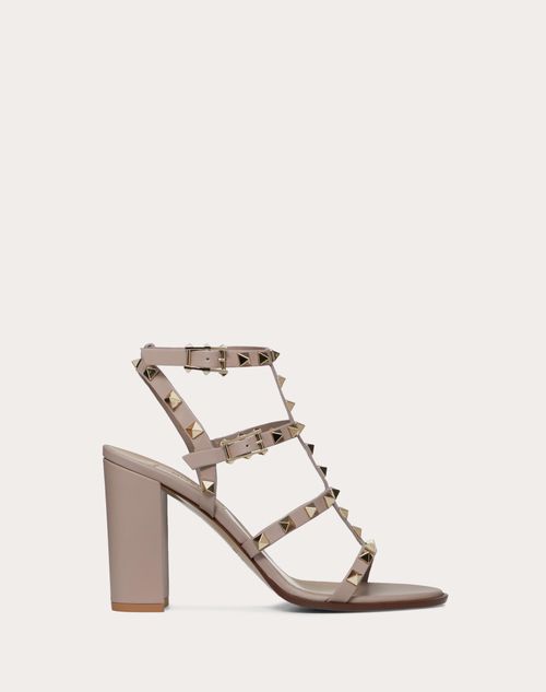 Valentino Garavani - Rockstud Ankle Strap Sandal 90 Mm - Poudre - Woman - Rockstud Sandals - Shoes