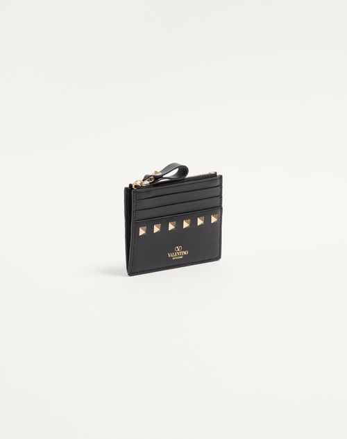 VALENTINO ロックスタッズ グレインカーフスキン カードホルダー ロックスタッズ グレインカーフスキン カードホルダー for