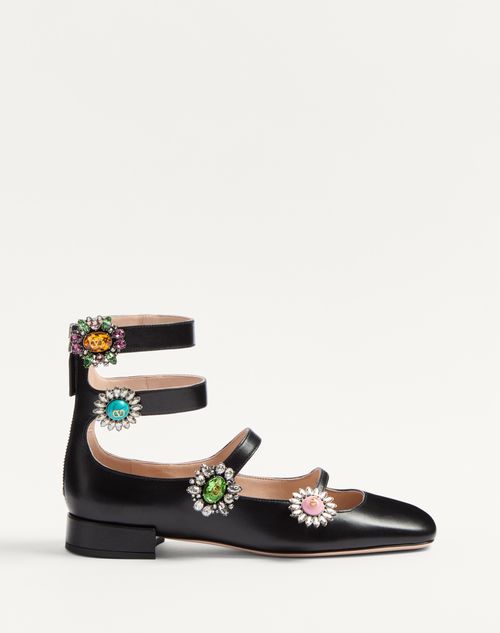 Valentino Garavani - Preshoes Ballerinas With Straps In Kidskin With Jewel Buttons 20mm - Multicolor - Woman - Shoes