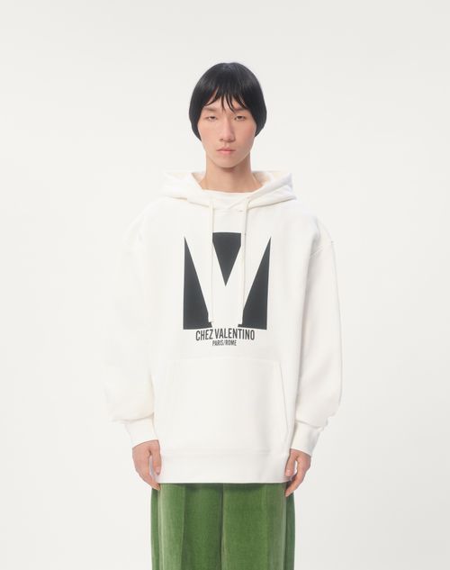 Cotton Hooded Sweatshirt With Chez Valentino Print for Man Cotton Hooded Sweatshirt With Chez Valentino Print for Man