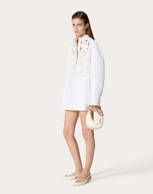 Valentino - Embroidered Compact Popeline Short Dress - White - Woman - Woman Ready To Wear Sale