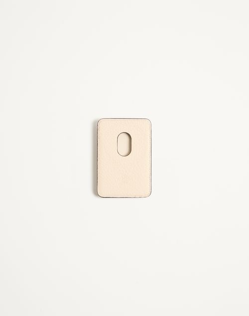 Valentino Garavani - Valentino Garavani Rockstud Magnetic Cardholder In Grainy Calfskin - Ivory - Woman - Wallets And Small Leather Goods