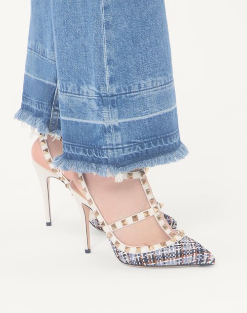 Valentino Garavani - Rockstud Pumps In Woven Fabric 100mm - White/multicolour - Woman - Pumps