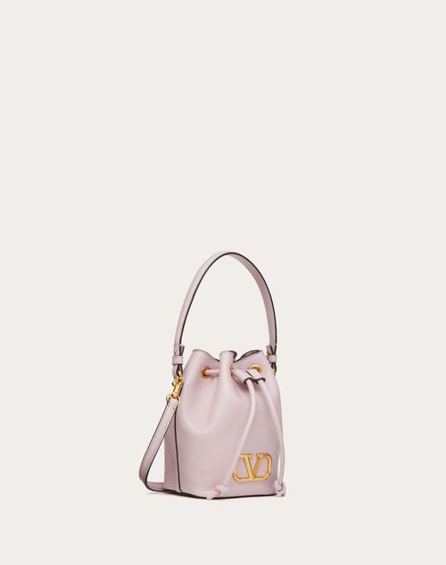 Valentino Garavani - Mini Vlogo Signature Bucket Bag In Nappa Leather - Water Lilac - Woman - Shoulder Bags
