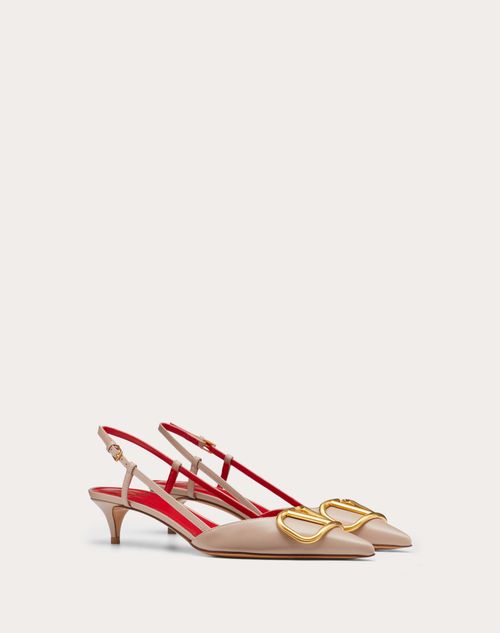 Valentino Garavani - Décolleté Slingback Vlogo Signature In Vitello 40mm - Poudre - Donna - Décolleté