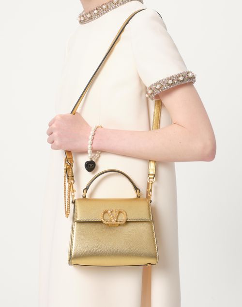 Valentino Garavani Vsling Mini Handbag In Laminated Grainy Valentino Garavani Vsling Mini Handbag In Laminated Grainy