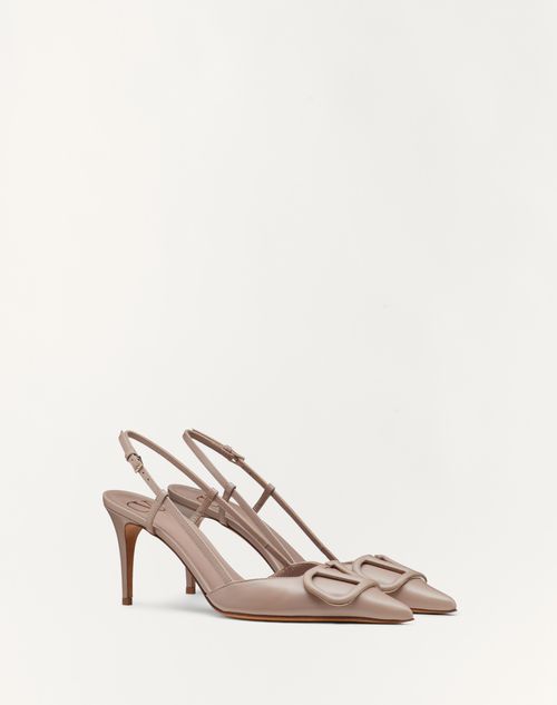 Valentino Garavani - Zapatos De Salón Destalonados Vlogo Signature De Piel De Becerro Con Tacón De 80 mm - Poudre - Mujer - Calzado