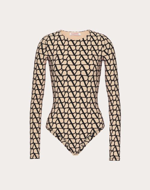 Valentino - Toile Iconographe Jersey Bodysuit - Beige/black - Woman - Tshirts And Sweatshirts