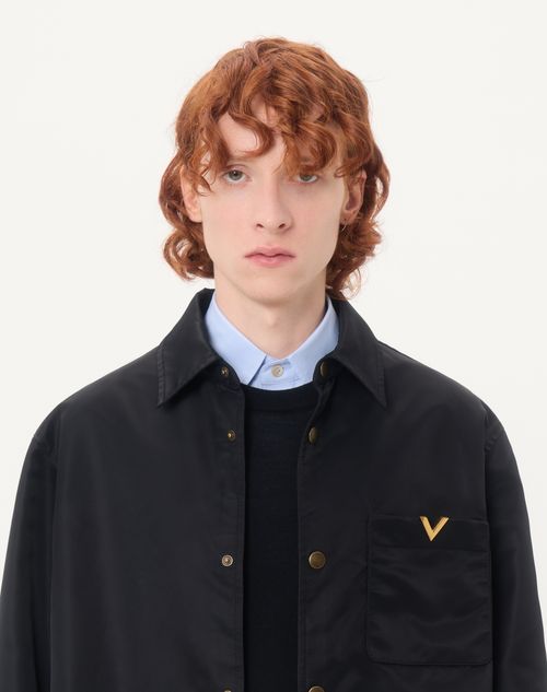 Valentino - Valentino Nylon Shirt Jacket With Vgold - Black - Man - Gifts For Him