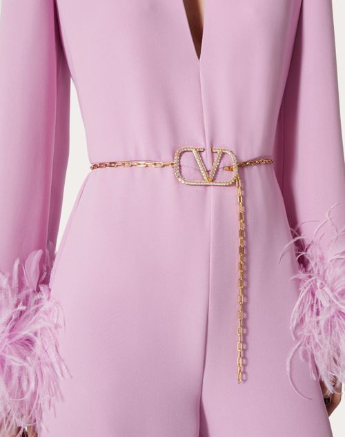 V Logo Embellished Chain Belt in Multicoloured - Valentino