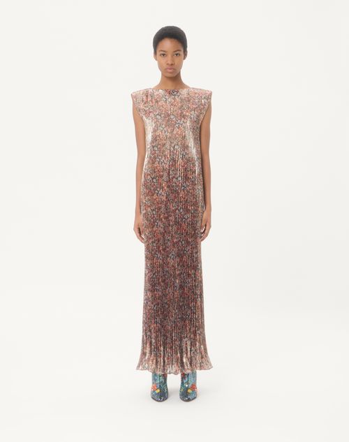 Valentino - Midi Dress In Millefiori Allover Flowerism Lurex - Multicolour - Woman - Dresses