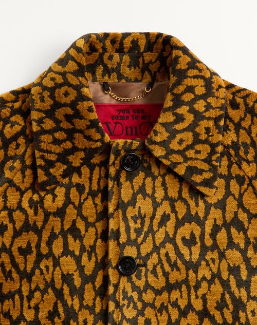 Valentino - Valentino Mantel Aus Chenille Mit Durchgehendem Fauve Eclat Animalier-jacquard - Animalier - Mann - Mäntels Und Blazers