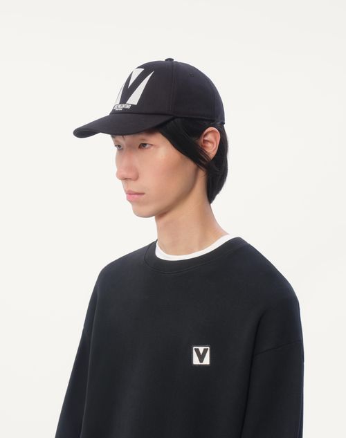 Valentino Garavani - Chez Valentino Cotton Baseball Cap With Embroidery - Black/ivory - Man - New Arrivals