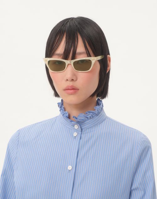 Cat-eye Acetate Frame for Woman in Pearl Gray/green Cat-eye Acetate Frame for Woman in Pearl Gray/green