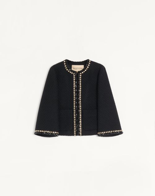 Valentino - Embroidered Canestrello Tweed Jacket - Black - Woman - Jackets And Blazers