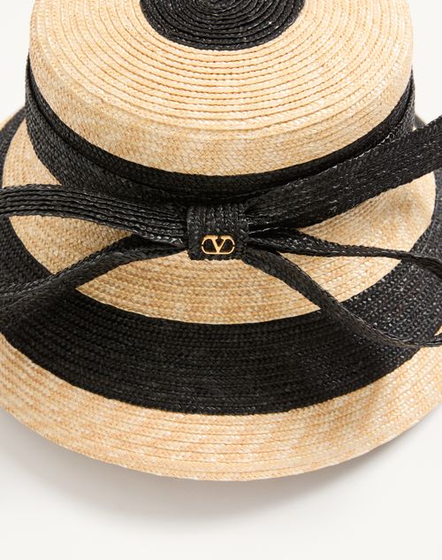 Valentino Garavani - Vlogo Signature Straw Bucket Hat - Black/natural - Woman - New Arrivals