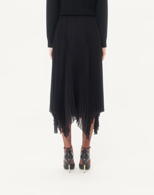 Valentino - Midi Skirt In Light Georgette - Black - Woman - Skirts