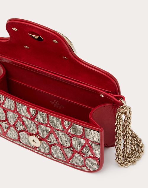 Valentino Garavani - Small Locò Shoulder Bag With Toile Iconographe Embroidery - Red/silver - Woman - Woman View All