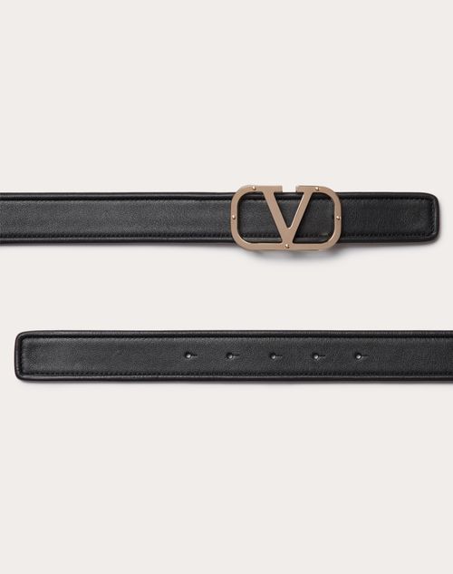 Vlogo Type Calfskin Belt 30 Mm for Woman in Black
