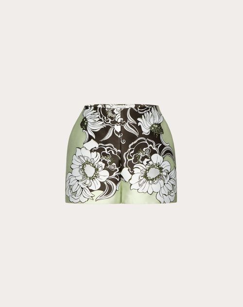 Street Flowers Daisyland Brocade Shorts for Woman in Brown 