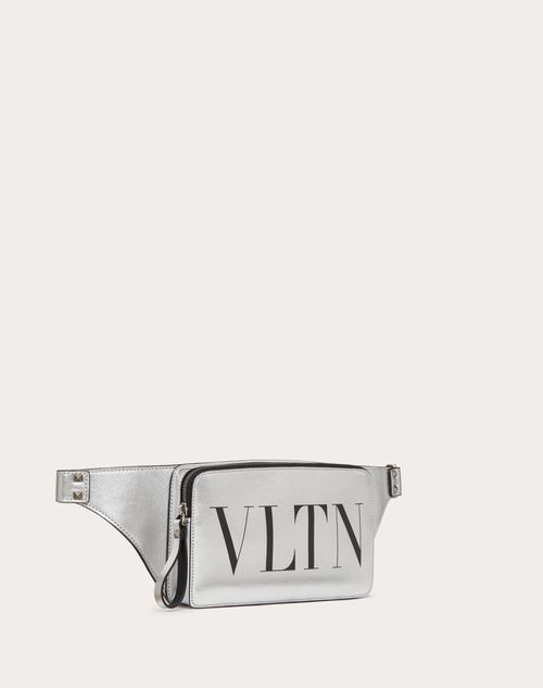 Valentino Garavani - Vltn Leather Belt Bag - Silver - Man - Man Bags & Accessories Sale