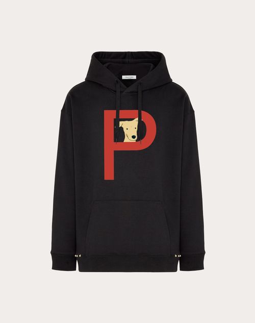 Valentino - Valentino Garavani Rockstud Pet Customisable Unisex Hooded Sweatshirt - Black/valentino Red - Man - Rockstud Pet - Ready To Wear