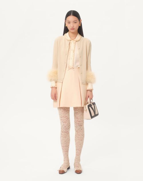 Valentino - Cardigan With Feathers - Birch - Woman - Knitwear