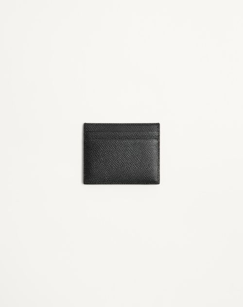 Valentino Garavani - Valentino Garavani Vlogo Signature Cardholder In Grainy Calfskin - Black - Man - Wallets And Small Leather Goods