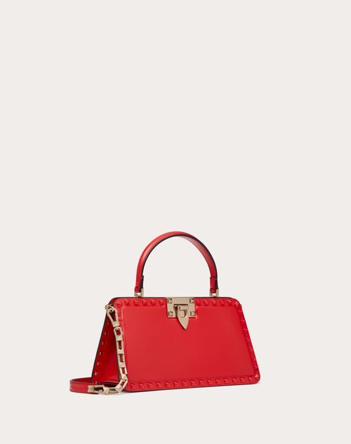 Valentino Garavani - Bolso De Mano Rockstud De Cuero De Becerro - Rouge Pur - Mujer - Bolsos Con Asa Superior