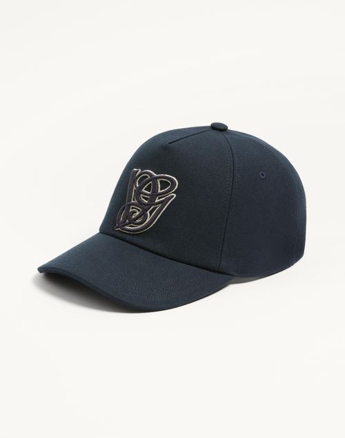 Valentino Garavani - Valentino Garavani Cotton Baseball Cap With Embroidery - Blue - Man - Hats And Gloves