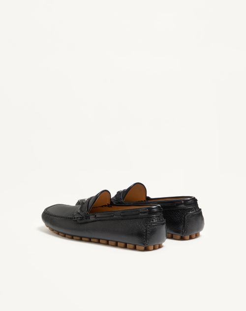 Valentino Garavani - Driver Fastaway Buffalo Loafer - Black - Man - Loafers And Driver