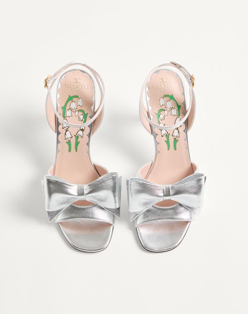 Valentino Garavani - Bowow Sandal In Laminated Nappa 95mm - Silver - Woman - Woman Shoes Sale