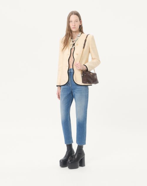 Valentino Garavani - Valentino Garavani Panthea Small Shoulder Bag In Suede And Nappa With Chevron Pattern - Ebony - Woman - Shoulder Bags