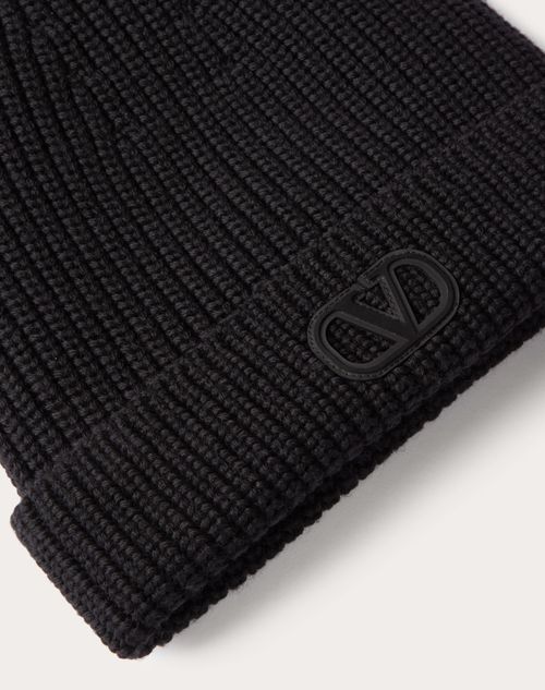 Valentino Garavani Men's Vlogo Signature Wool Beanie - Black One-Size