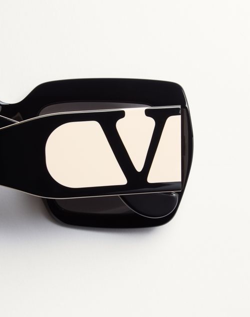 Valentino - Rectangular Acetate Eyewear - Black/ivory/grey - Woman - Eyewear