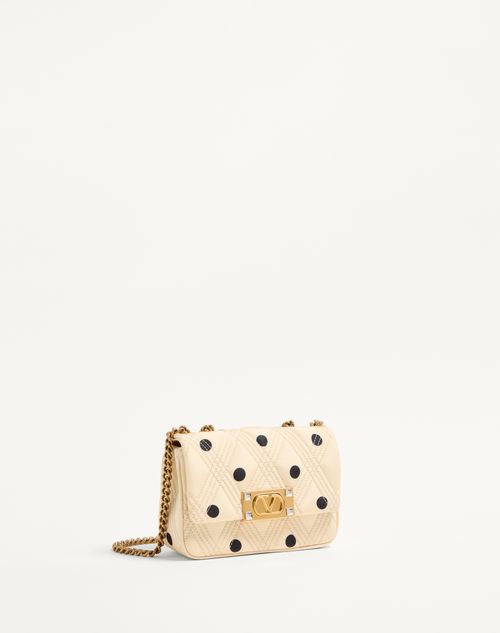 Valentino Garavani - Valentino Garavani Quiltie 67 Small Shoulder Bag In Plus De Pois Satin - Ivory/black - Woman - Shoulder Bags