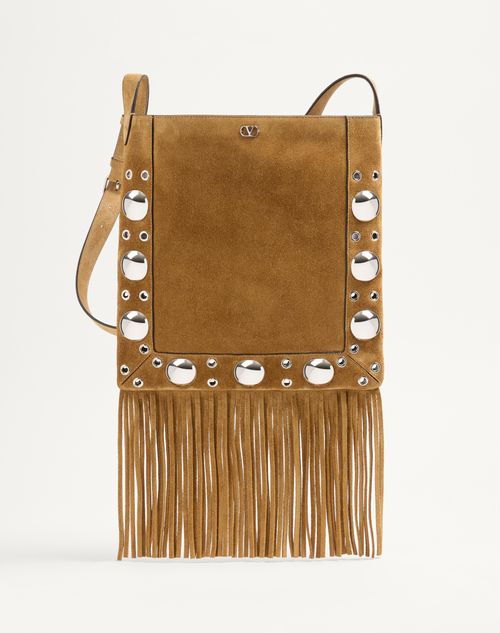 Valentino Garavani - Valentino Garavani Nellcôte Suede Shoulder Bag With Fringes - Beige - Woman - Bags