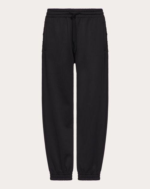 Valentino - Jersey Joggers With Black Untitled Studs - Black - Man - Pants And Shorts